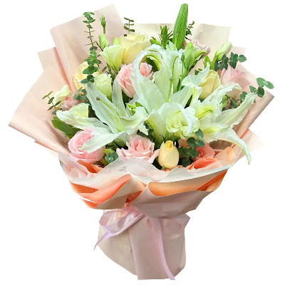 柳州10朵玫瑰百合混搭，爱是难忘时刻